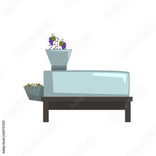 Grape crushing, wine production process vector Illustration on a white background