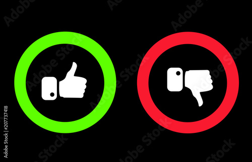 Modern Thumbs Up and Thumbs Down Icons 