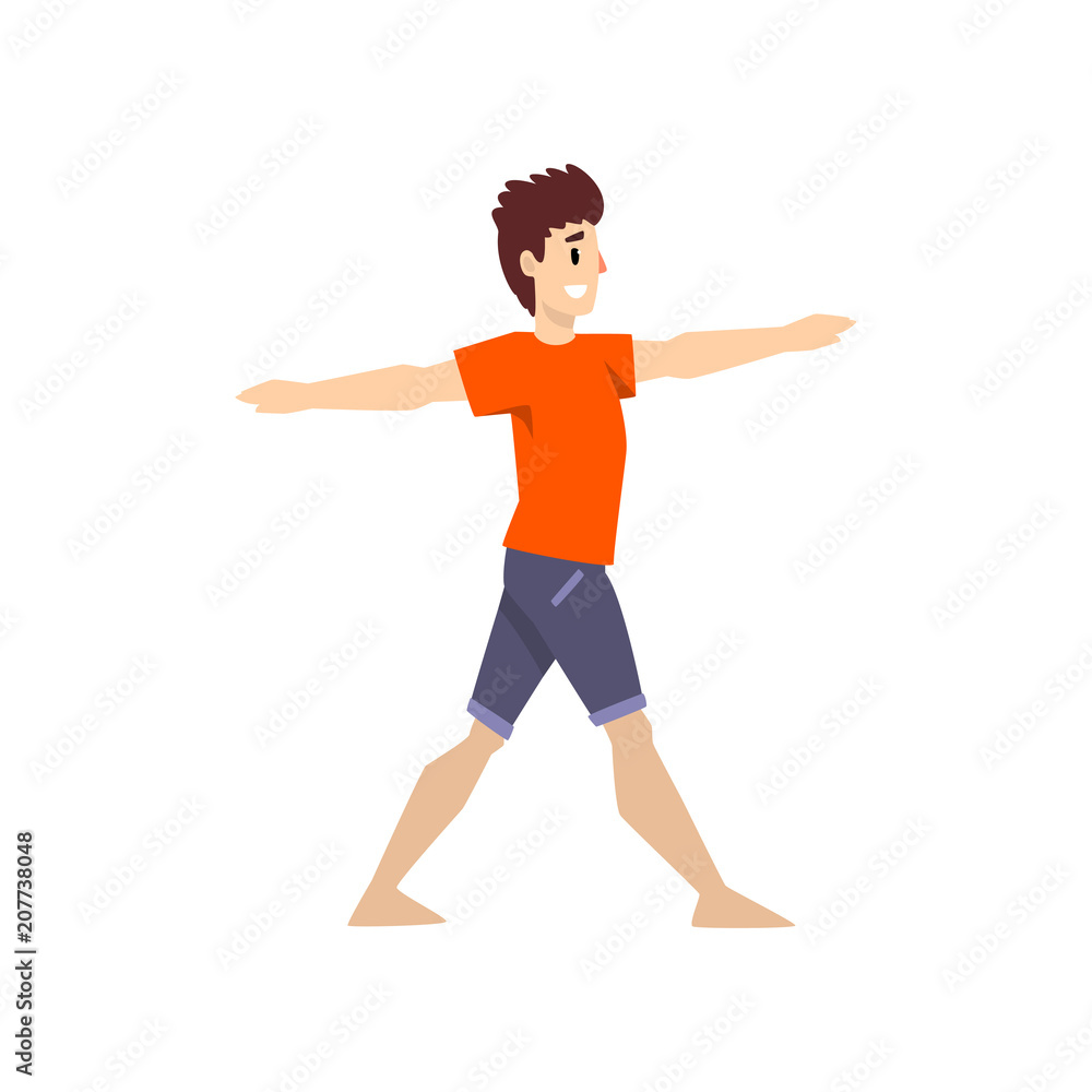 Man in hero pose, young man practicing yoga vector Illustration on a white background Man in hero pose, young man practicing yoga vector Illustration on a white background