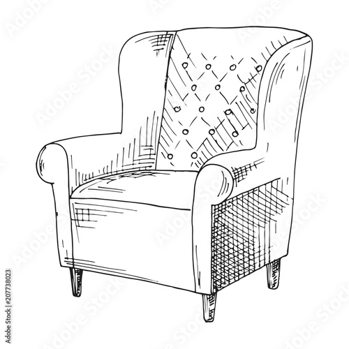 Chair. Sketch isolated on white background. Vector illustration.