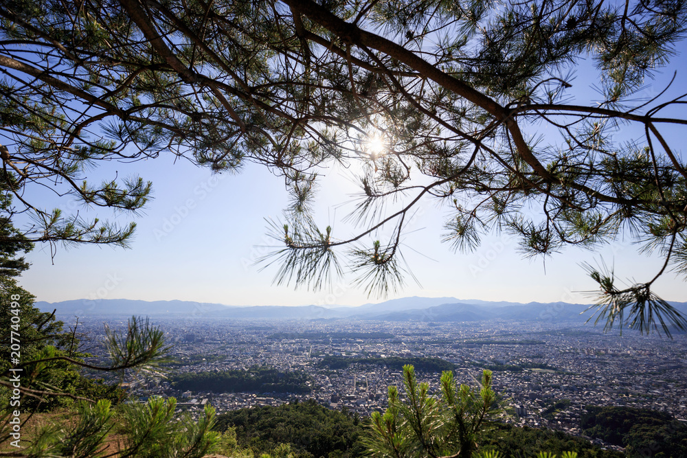 Obraz premium View of Kyoto City seen from the top of Daimonji Mountain