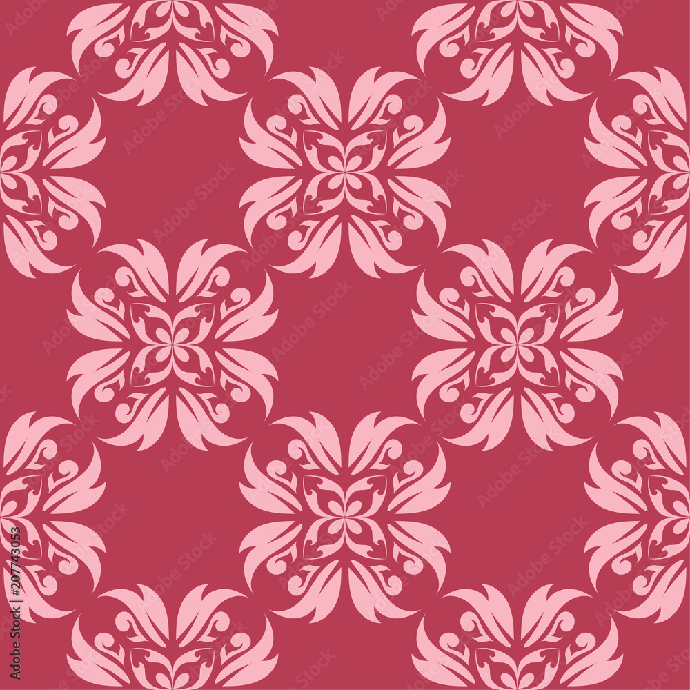 Floral seamless pattern on red background Floral seamless pattern on red background