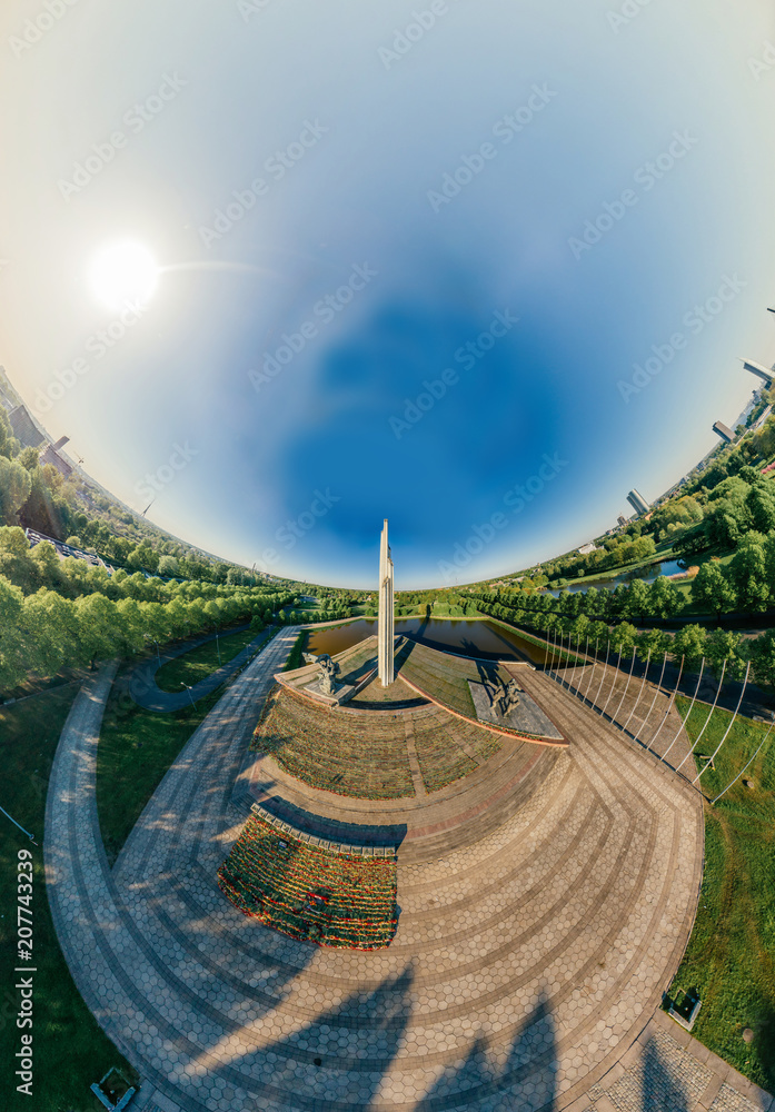 Riga City Monument to liberators The Second World War drone 360 vr view