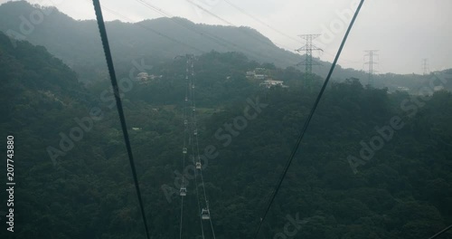 POV shot of Maokong gondola. Taipei, Taiwan.