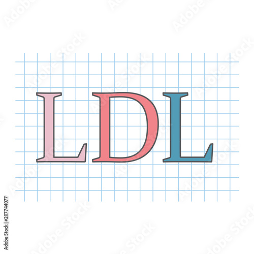 LDL (Low-density lipoprotein) written on checkered paper sheet- vector illustration