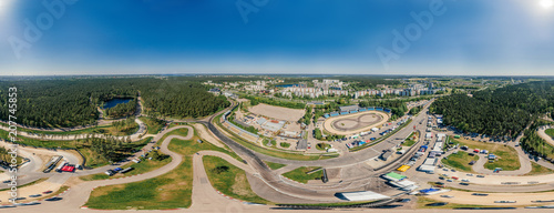 Bikirnieki Racing track in Riga city an Block of flats 360 VR Drone picture for Virtual reality, Street Panorama