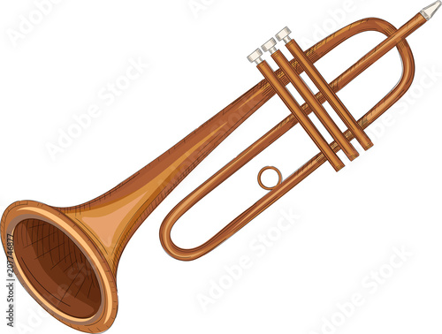 Trumpet isolated on white background.