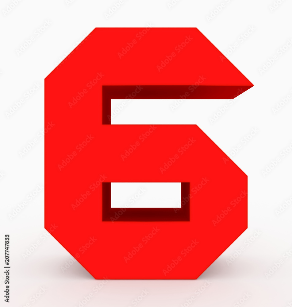 number 6 3d cubic red isolated on white number 6 3d cubic red isolated on white