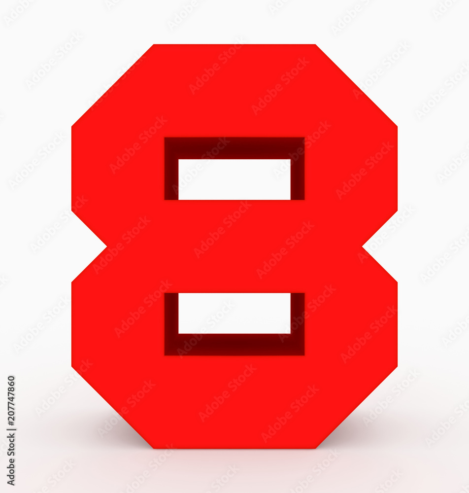 number 8 3d cubic red isolated on white number 8 3d cubic red isolated on white