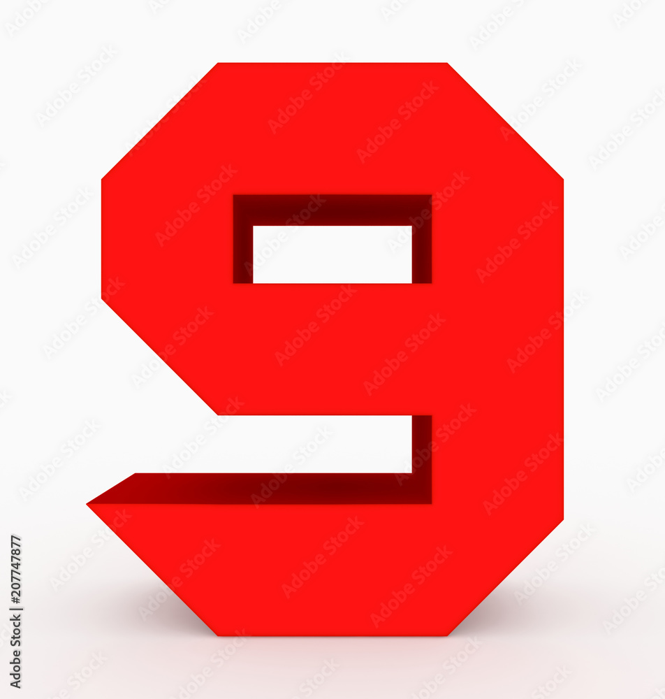 number 9 3d cubic red isolated on white number 9 3d cubic red isolated on white