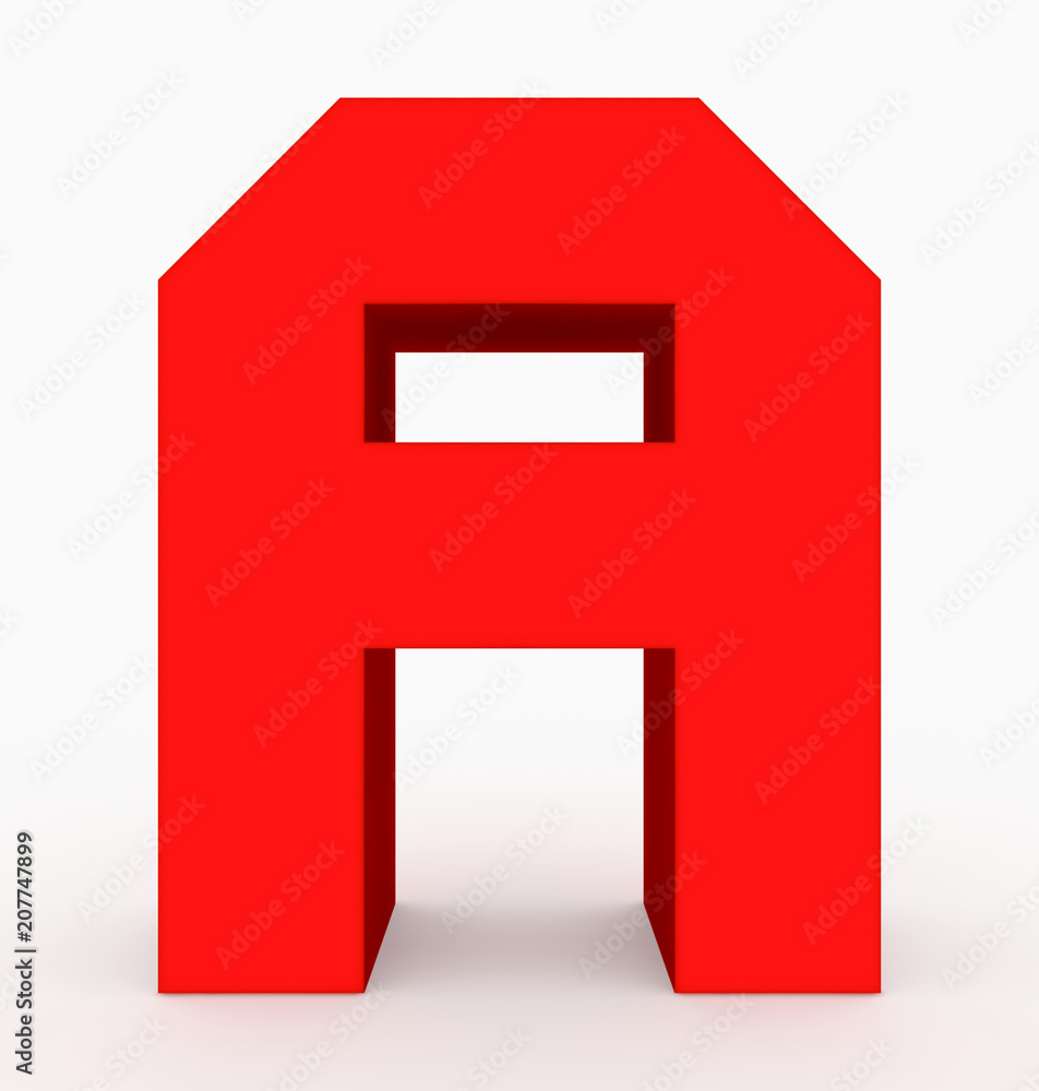 letter A 3d cubic red isolated on white letter A 3d cubic red isolated on white