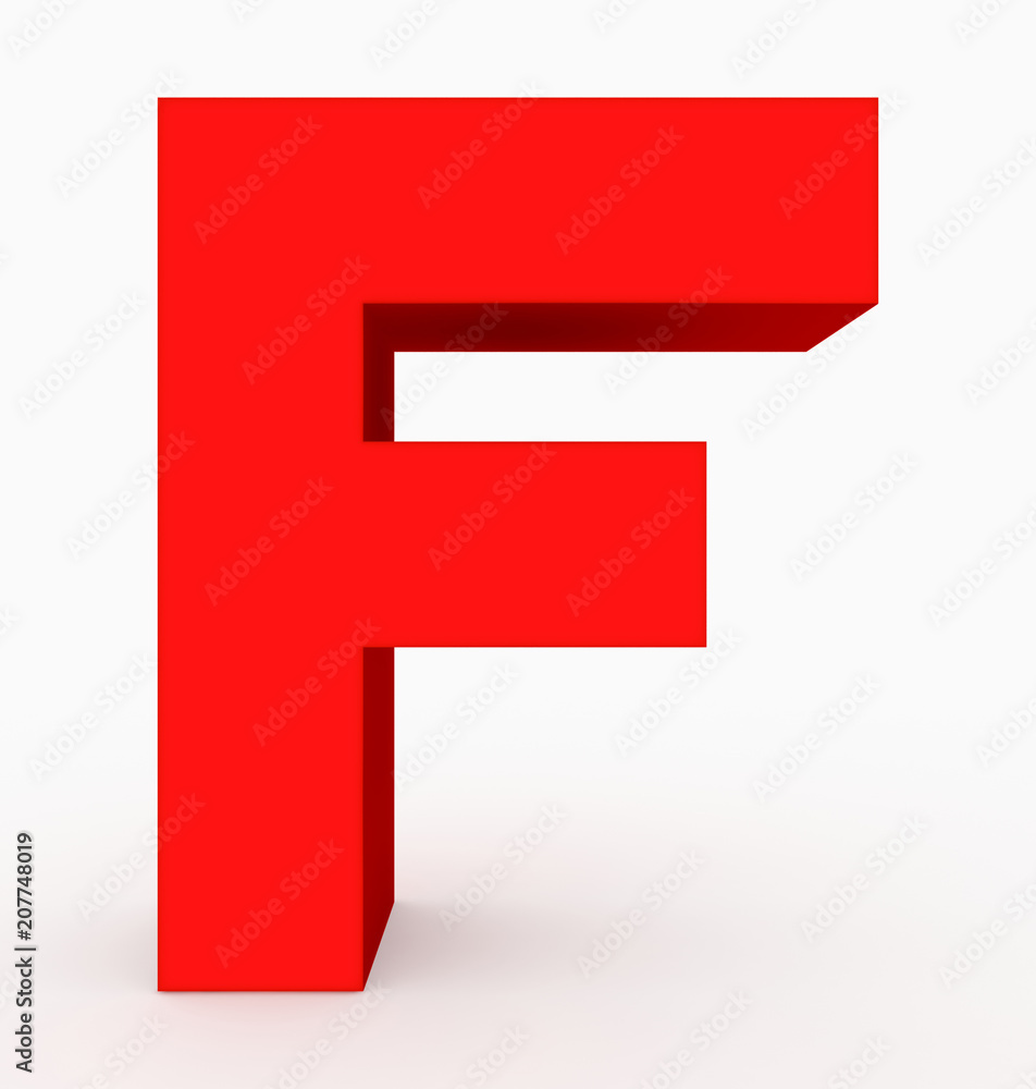 letter F 3d cubic red isolated on white letter F 3d cubic red isolated on white