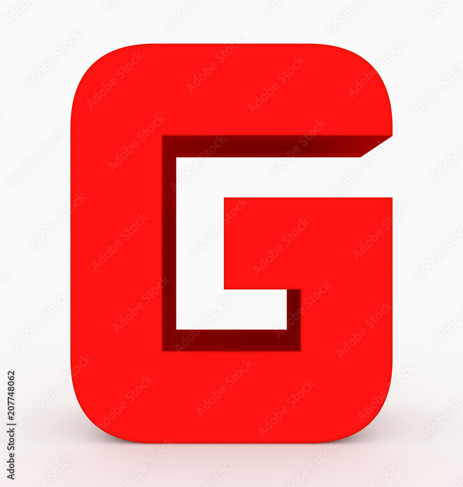 letter G 3d cubic rounded red isolated on white letter G 3d cubic rounded red isolated on white