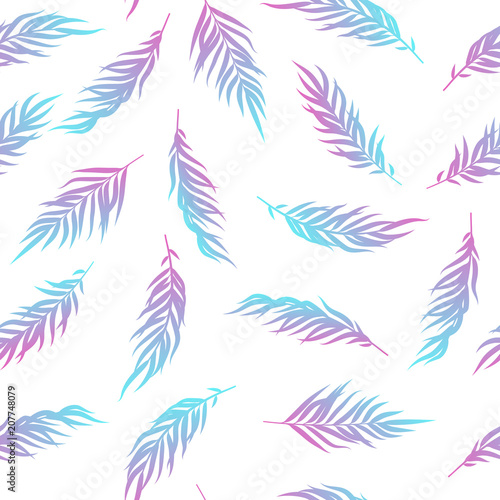 Palm tree leaves tropical pattern.