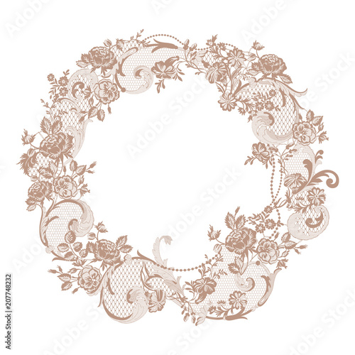 lace flowers frame decoration element