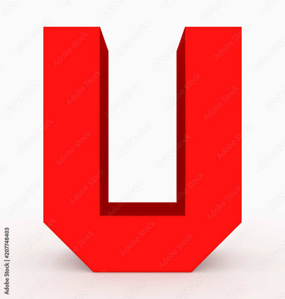 letter U 3d cubic red isolated on white letter U 3d cubic red isolated on white