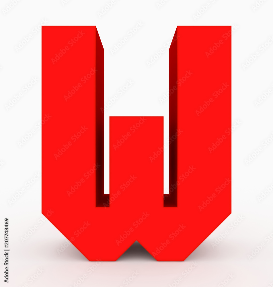 letter W 3d cubic red isolated on white letter W 3d cubic red isolated on white