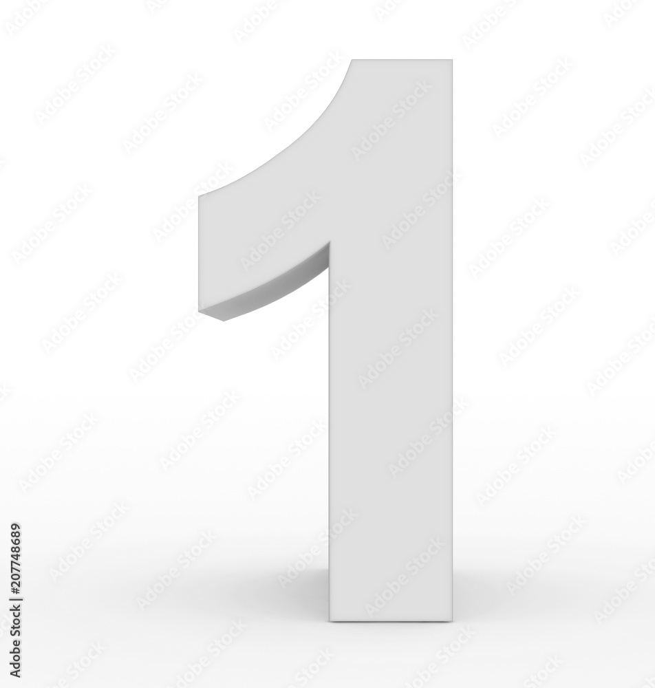 number 1 3d clean white isolated on white number 1 3d clean white isolated on white