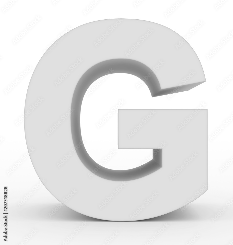 letter G 3d white isolated on white letter G 3d white isolated on white