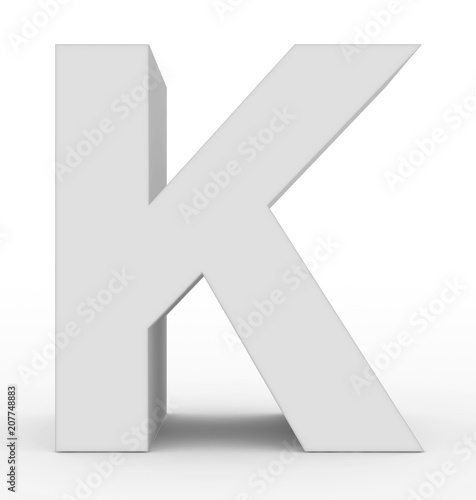 letter K 3d white isolated on white