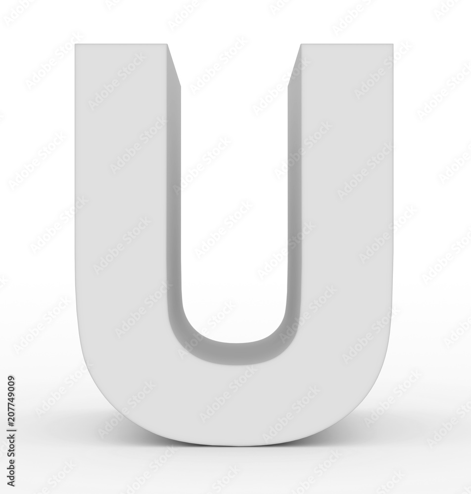 letter U 3d white isolated on white letter U 3d white isolated on white