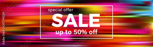 Sale. Discounts. Multicolored background. Motley. Bright. Strips. Gold. Shopping. The announcement. Advertising. Vector illustration.