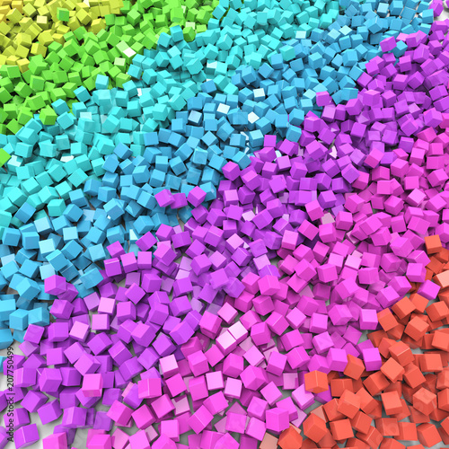 Rainbow Colored Cubes Scattered on the Floor.