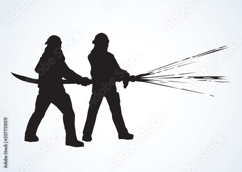 Firefighter. Vector drawing