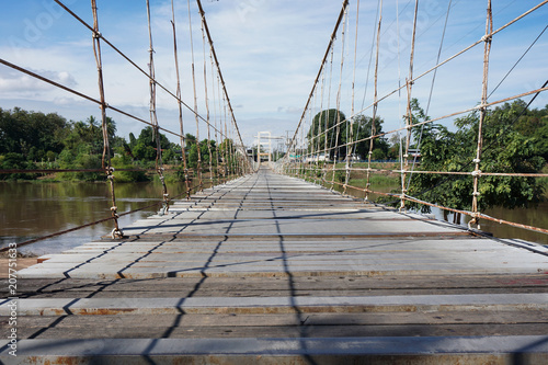 Old wooden suspended bridge