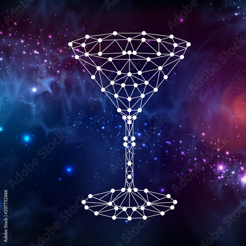 Abstract polygonal tirangle cocktail on open space background. photo