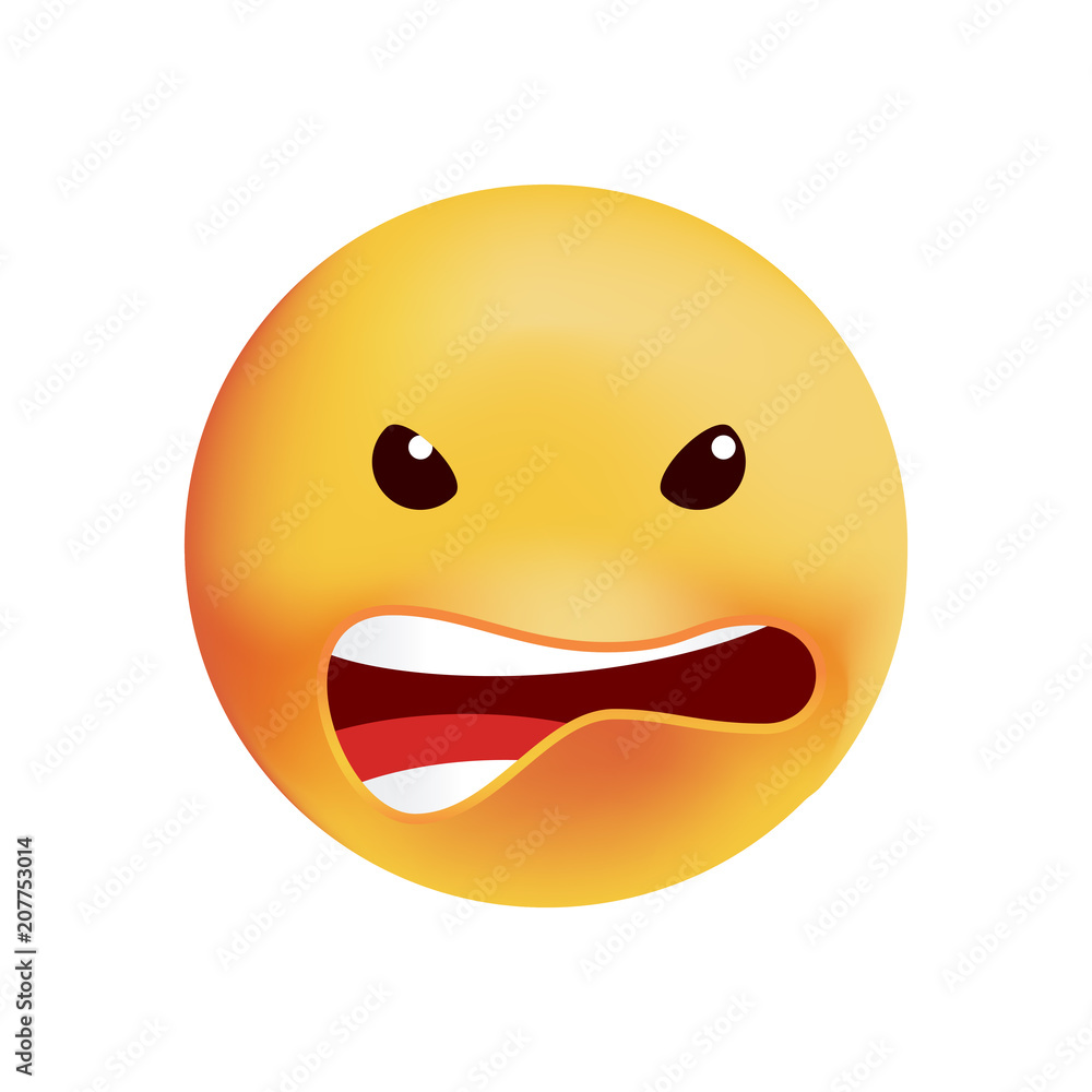 Fototapeta premium Cute Angry Emoticon on White Background. Isolated Vector Illustration