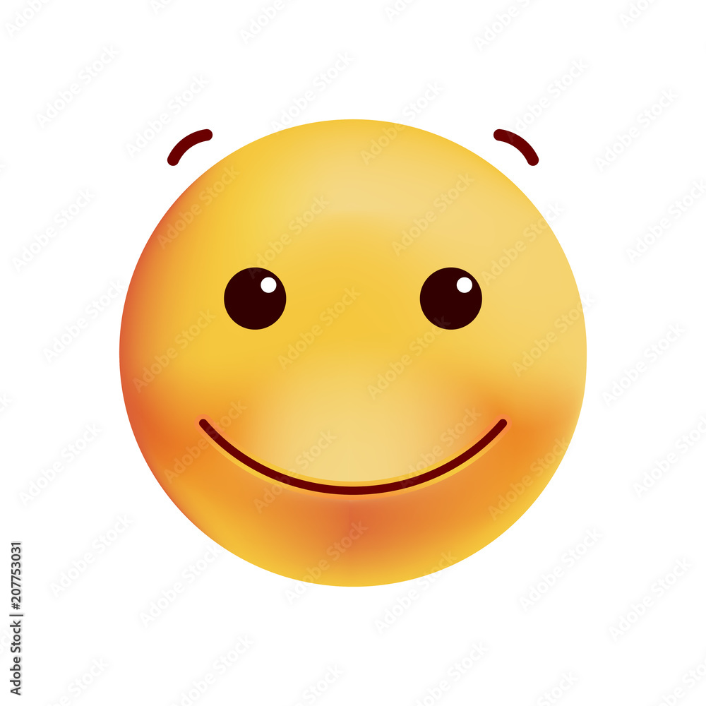 Fototapeta premium Cute Happy Emoticon on White Background . Isolated Vector Illustration