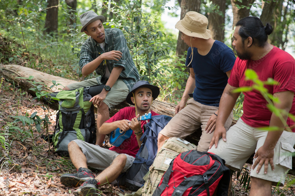 people hiker sitting and talking after hiking people hiker sitting and talking after hiking