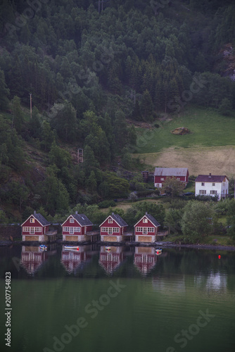 Flam, Norway. A small hamlet on Aurlandsfjord, an arm of the world's secon longest Fjord Sognefjord