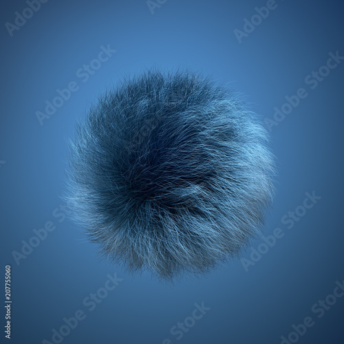 Abstract Furry Ball Blue Background