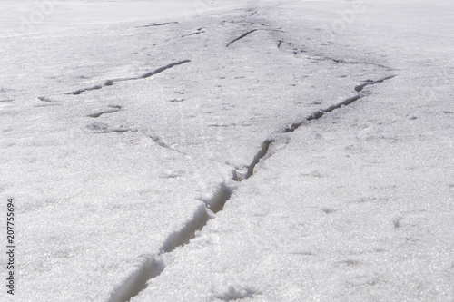 crack on the ice in the spring .