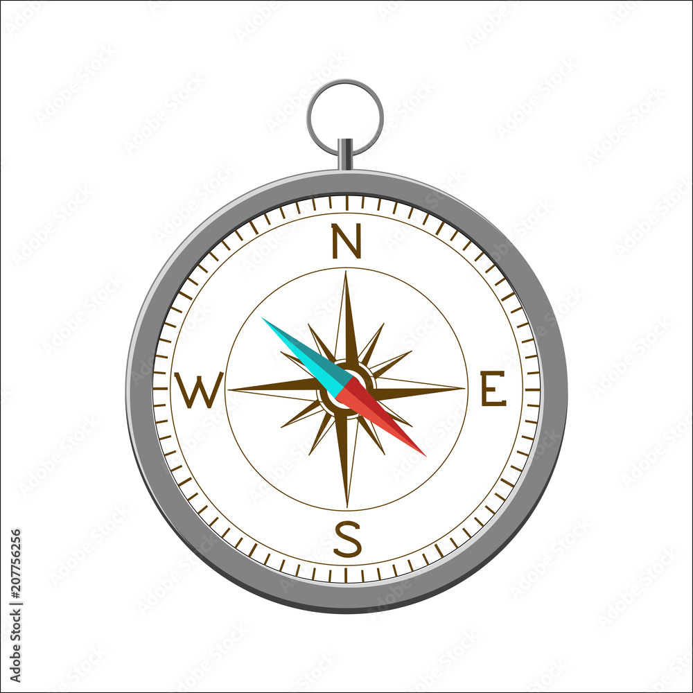 Compass with wind rose isolated on white background. Symbol of navigation. Compass with wind rose isolated on white background. Symbol of navigation.