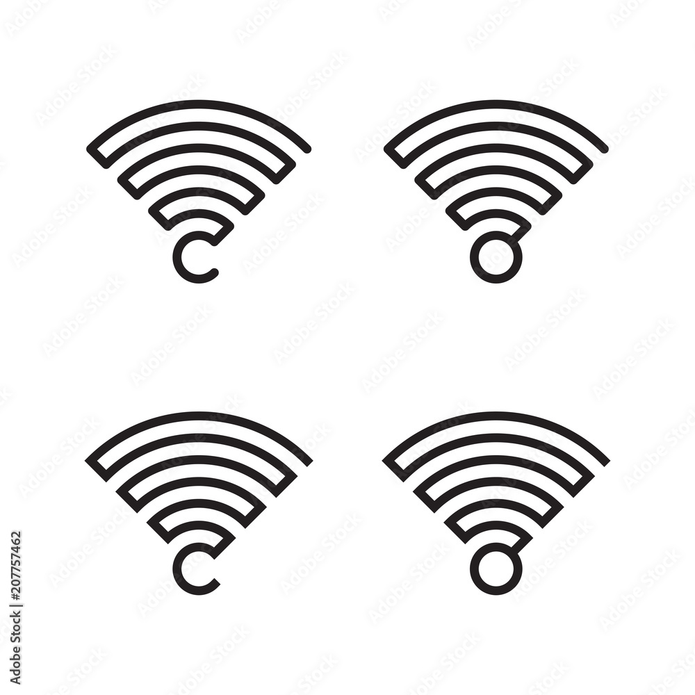 Wif icons made of one line with sharp and round edges Wif icons made of one line with sharp and round edges