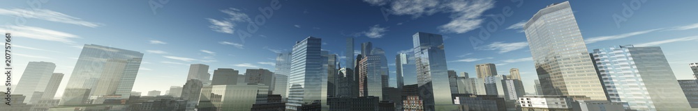 panorama of a modern city, view of skyscrapers,
3D rendering
