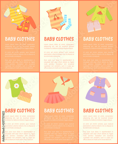 Baby Clothes Collection Text Vector Illustration photo