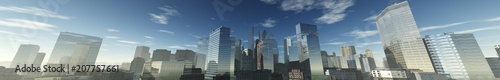 panorama of a modern city  view of skyscrapers   3D rendering  