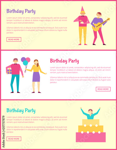 Three Birthday Party Cards Vector Illustration © robu_s