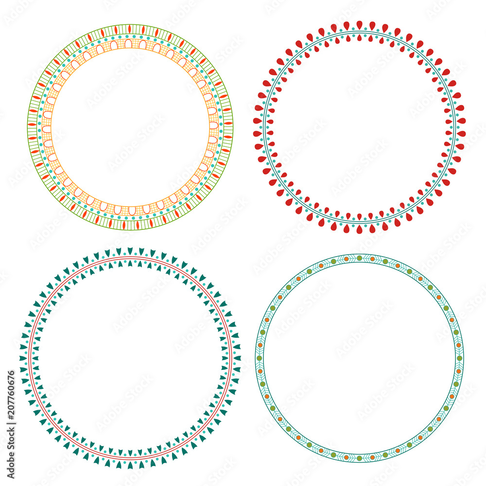 Decorative round Frames with ethnic elements Decorative round Frames with ethnic elements
