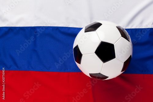 Flag of Russia with football ball