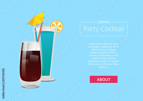 Drinks Party Cocktail Promo Poster with Beverage