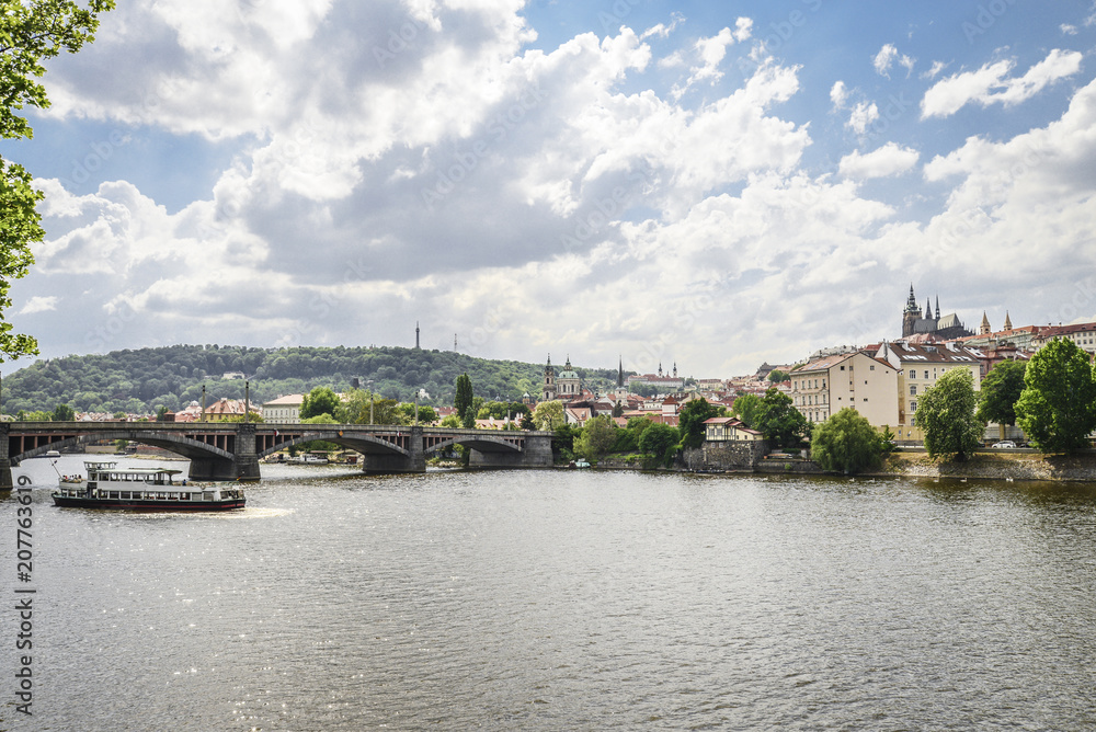 The View from embankment of Prague