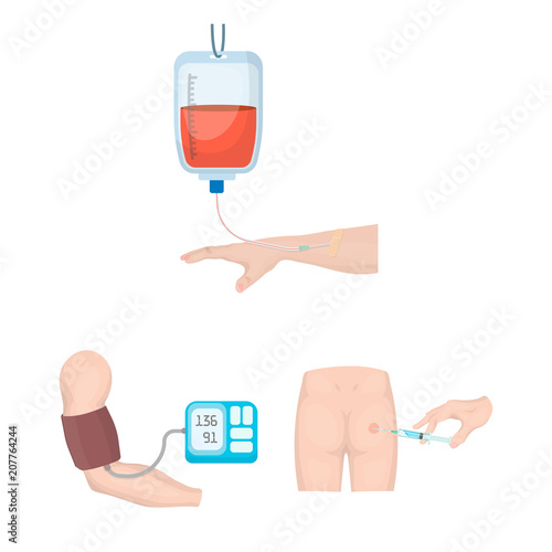 Medicine and treatment cartoon icons in set collection for design.Hospital and equipment vector symbol stock web illustration.