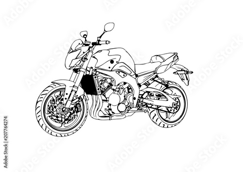 sketch of a sport motorcycle vector