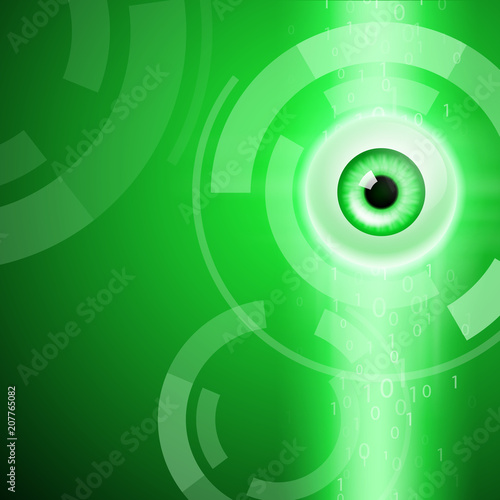 Abstract green background with eye. EPS10 vector background.