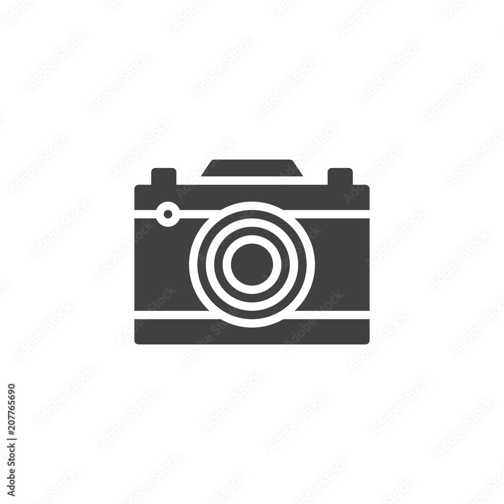 Photo camera vector icon. filled flat sign for mobile concept and web design. Camera simple solid icon. Symbol, logo illustration. Pixel perfect vector graphics Photo camera vector icon. filled flat sign for mobile concept and web design. Camera simple solid icon. Symbol, logo illustration. Pixel perfect vector graphics